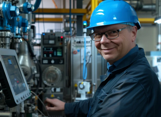 homem de óculos e capacete sorrindo